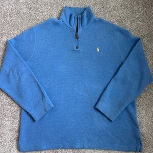 Polo Ralph Lauren Sweater Mens Extra Large Blue Rib Knit Quarter Zip Pullover
